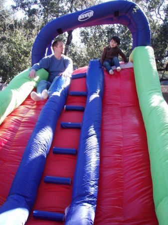 Playing on Becca's slide