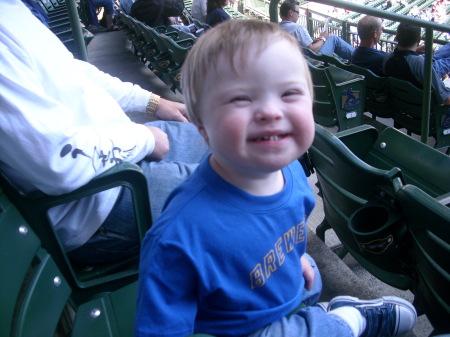 Jayden at his first Brewers game
