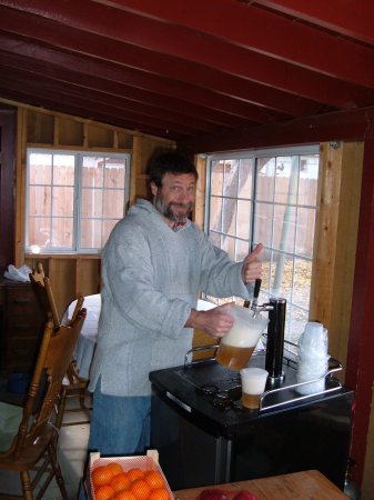 My husband Lawrence & his Kegerator