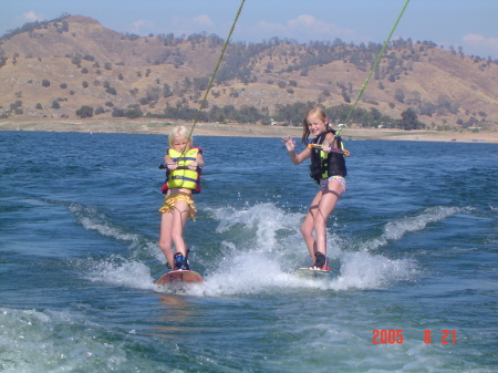 My girls wakeboarding