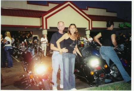 My husband Daryl  and I at Bike Night at Beef O'Bradys