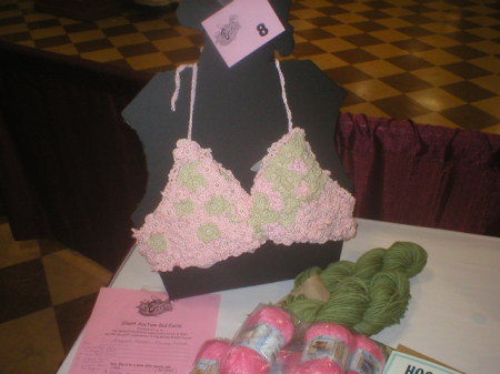 Free form Pink and Olive Crochet Bra