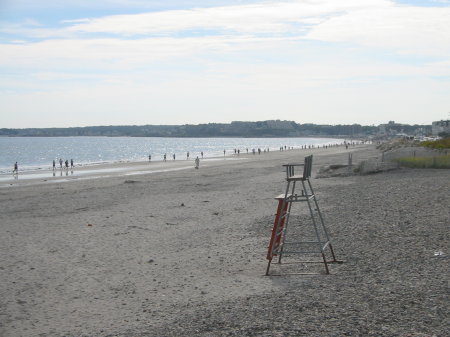 Contestants running on Nantasket Beach in Hull