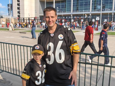 My son and I watching the STEELERS destroy the Texans!