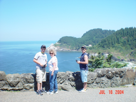 Me and twin grandsons, Jeff and Randy on the Oregon Coast