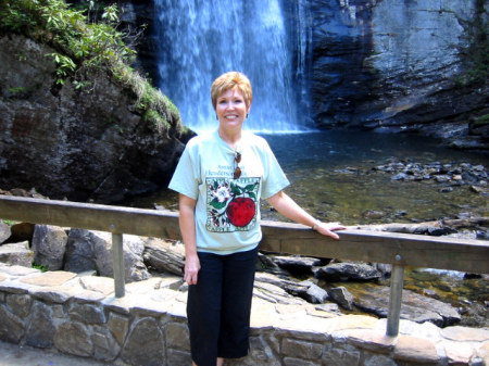 Jeanette at waterfall on Blue Ridge Parkway, N.C.