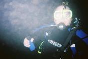 Scuba diving 100 ft down in a cavern