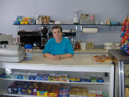 My MOM at her coffee shop/deli (MIMI'S Place)