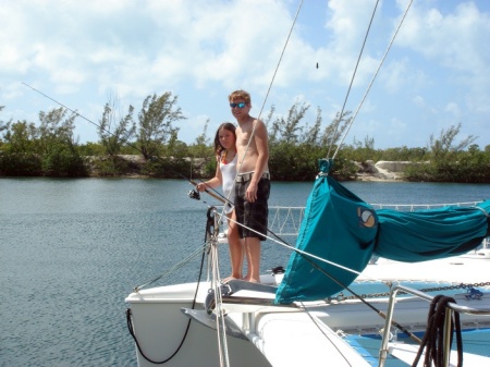 "Friend" teaching Taylor to fish!