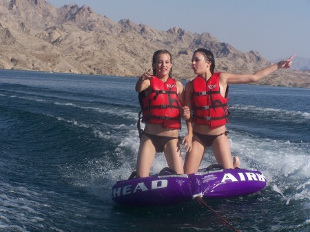 victoria and Heather Ridin' the waves