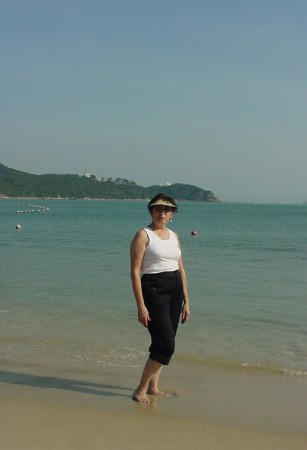 Jan on the beach in China 2004