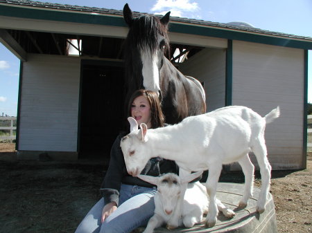 Kristina and the farm animals.