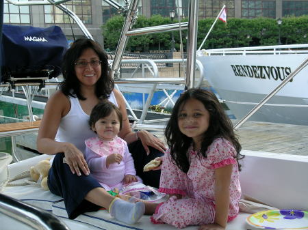 My girls at North Cove Marina - July 2006