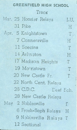 GHS Track Schedule