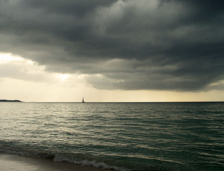 Negril beach -- storm clouds