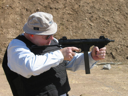 Range practice in Iraq with BAR machine gun