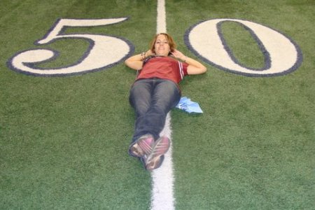Wife on the 50 yard line at Dallas Stadium