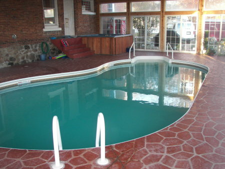 Inside, pool and hot tub