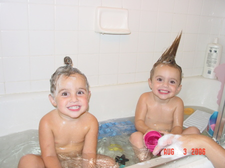 Twins bathing