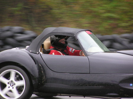 Me in the 1998 Panoz at Hallett in the rain