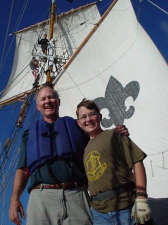 With Son, Steven on BSA Argus Top Sail Ketch