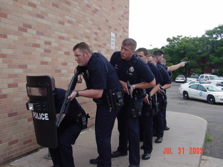 Getting ready to assault the back of the police station