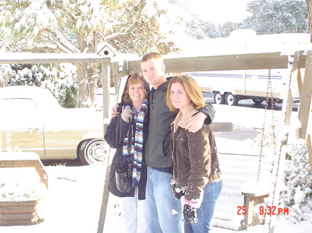 Melinda,Me,Ray (my son) first snow in So Tx