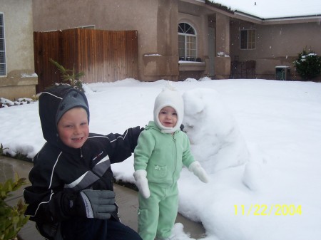 my kids in the snow