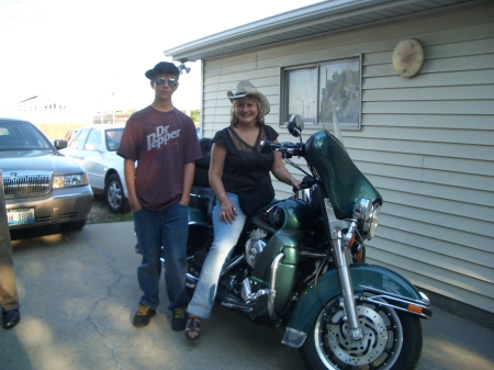 My son Joesph and me on my dads motorcycle