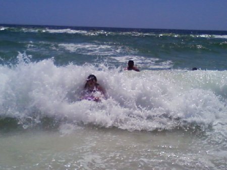 Paige having fun in the surf!