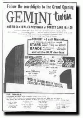 Gemini Drive-In Grand Opening Advertisement