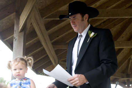 My Grand Daughter and I preparing for a speech