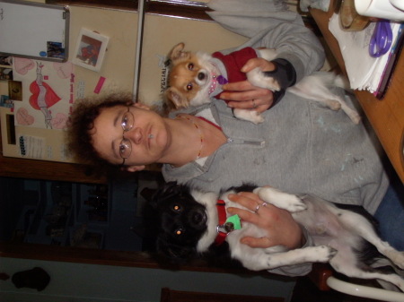 me holding my dog Chico & his li'l sister lucy