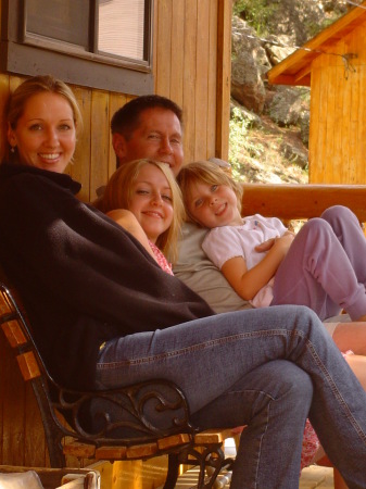 Relaxing with three of the five daughters in Estes Park, CO