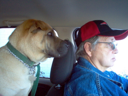 Bill & Kandy on the way to the dog show in Abilene, TX