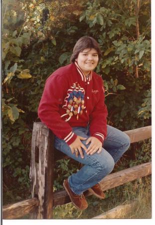 Marj in letter jacket 1982