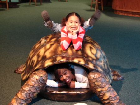 Kiara and Ebony in the turtle.