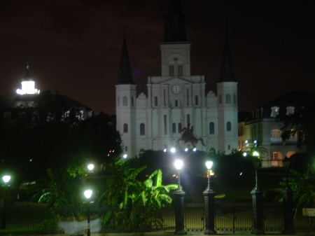 New Orleans Jackson Square at night.