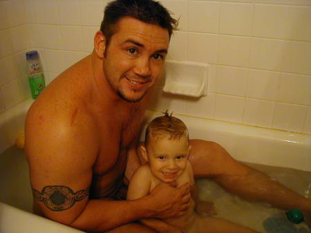 Jacob and Daddy gettin' clean