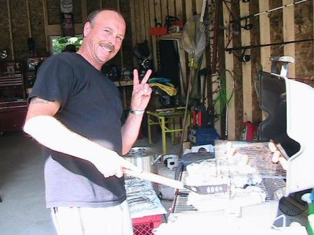 chad in garage cooking