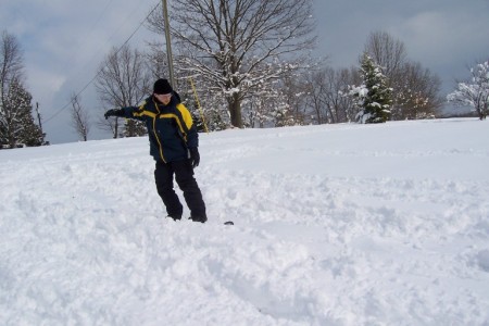 Nick snowboarding at our house Jan 2006