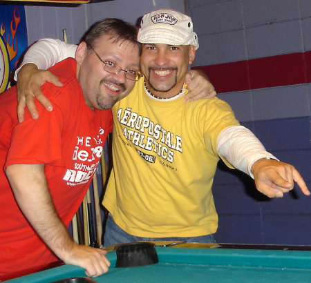 Me, and Antonio trying to play pool! LOL...