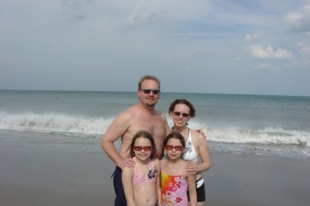 Me, Andrea, and our twin girls in Florida