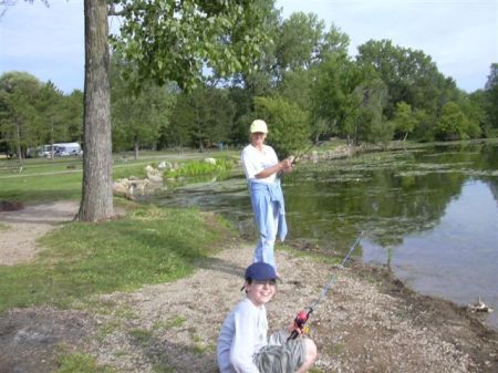 Betty with grandson Casey fishing at Kiser Lake