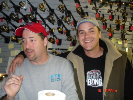 Me with my fishing buddy Jeff at my shop