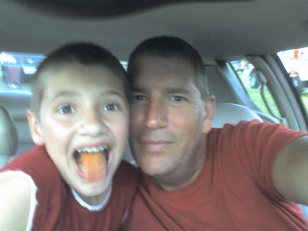 My son and I at the drive-in, Leicester MA 2007