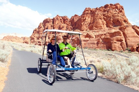 Joe & Lori riding the bike in Utah