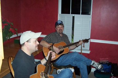 My brother Mike and I playing our guitars