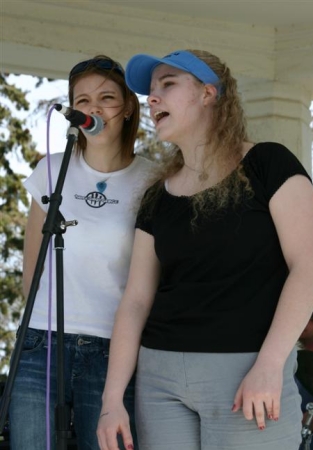 Katrina and Nicole Singing Oh Canada