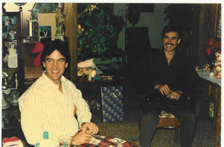 Brother Bill and myself opening Christmas gifts